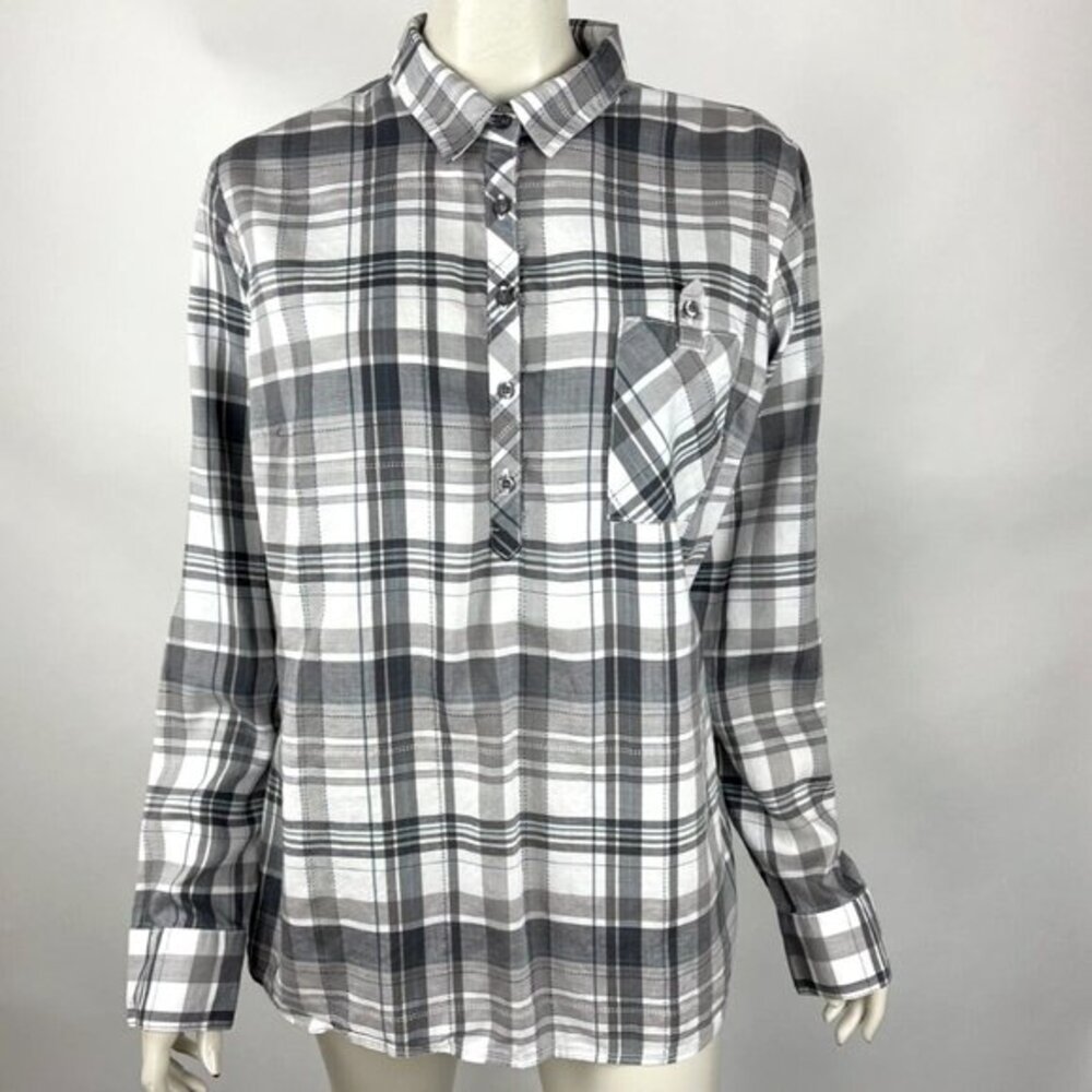 Kuhl Spektra Plaid Shirt Women XL Long Sleeve Collared Blouse Pocket Button-Up